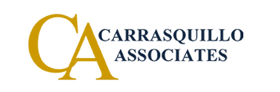 Carrasquillo Associates logo featuring stylized "CA" in gold and blue text.